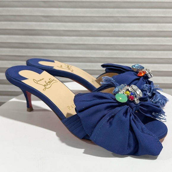 🌺CHRISTIAN LOUBOUTIN🌺 Marie Anne 55 Embellished Sandals Size: 35 - Picture 8 of 15